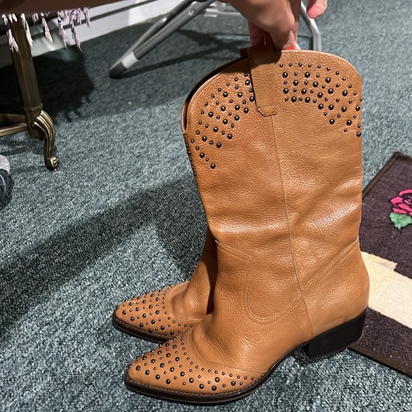 BOTKIER Women's Tammy Studded Western Boots 9.5 cognac tan line dance shoes - Picture 6 of 15